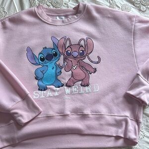 Disney Pink and Blue Kids Sweatshirt - Stitch and Angel Design